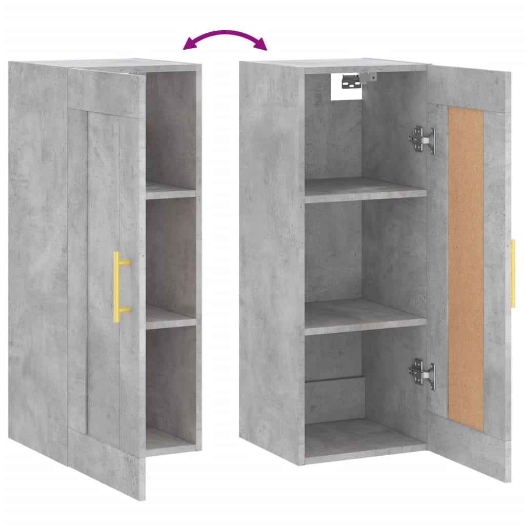 Armoire murale gris béton 34,5x34x90 cm bois d'ingénierie