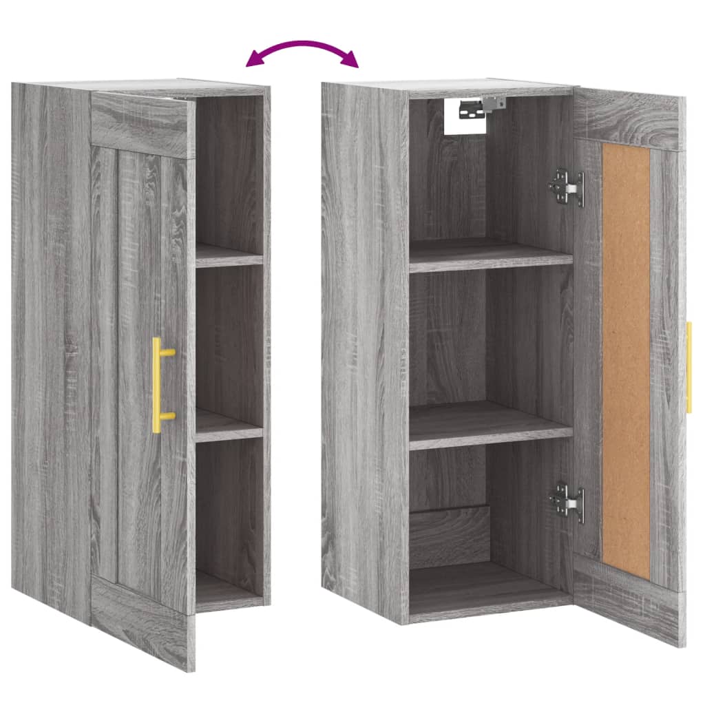 Armoire murale sonoma gris 34,5x34x90 cm bois d'ingénierie