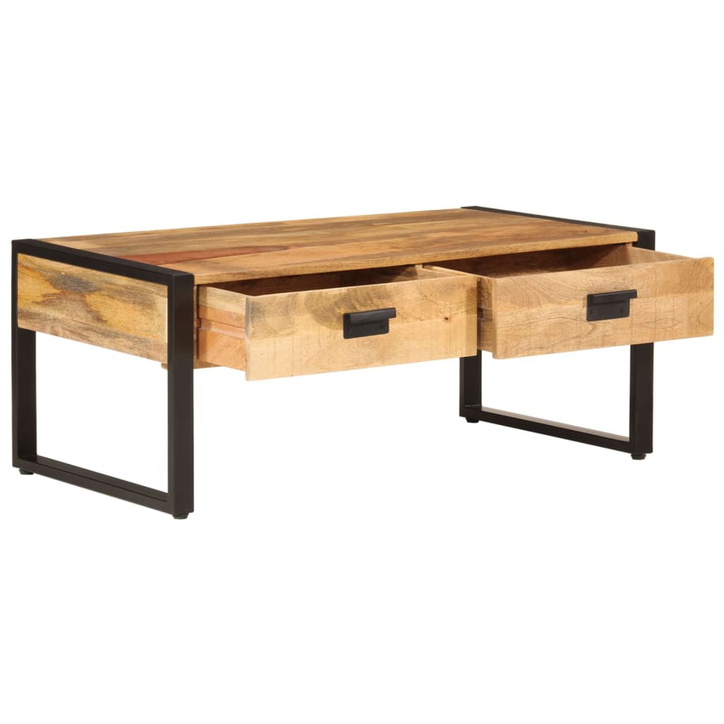 Table basse 100x54x40 cm bois de manguier solide et fer