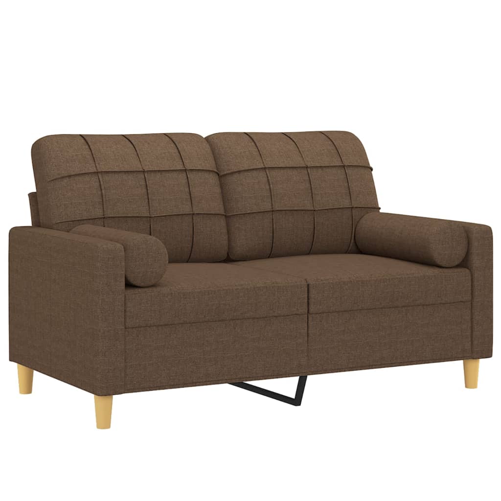 Canapé 2 places avec oreillers décoratifs marron 120 cm tissu