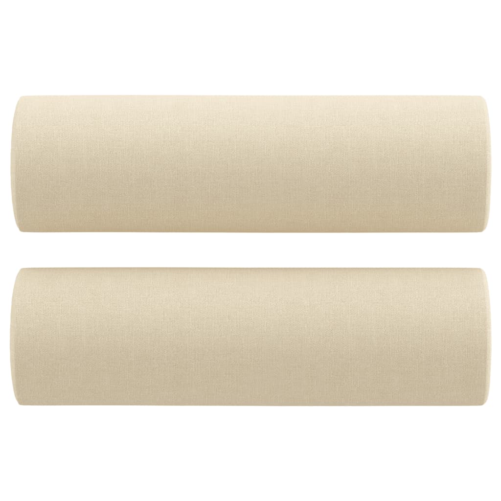 Canapé 2 places avec oreillers décoratifs crème 140 cm tissu