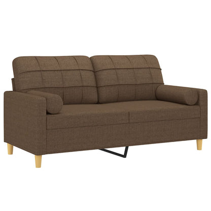 Canapé 2 places avec oreillers décoratifs marron 140 cm tissu