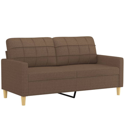 Canapé 2 places avec oreillers décoratifs marron 140 cm tissu