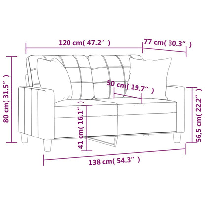 Canapé 2 places avec oreillers bordeaux 120 cm similicuir