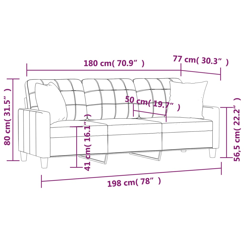 Canapé 3 places avec oreillers bordeaux 180 cm similicuir