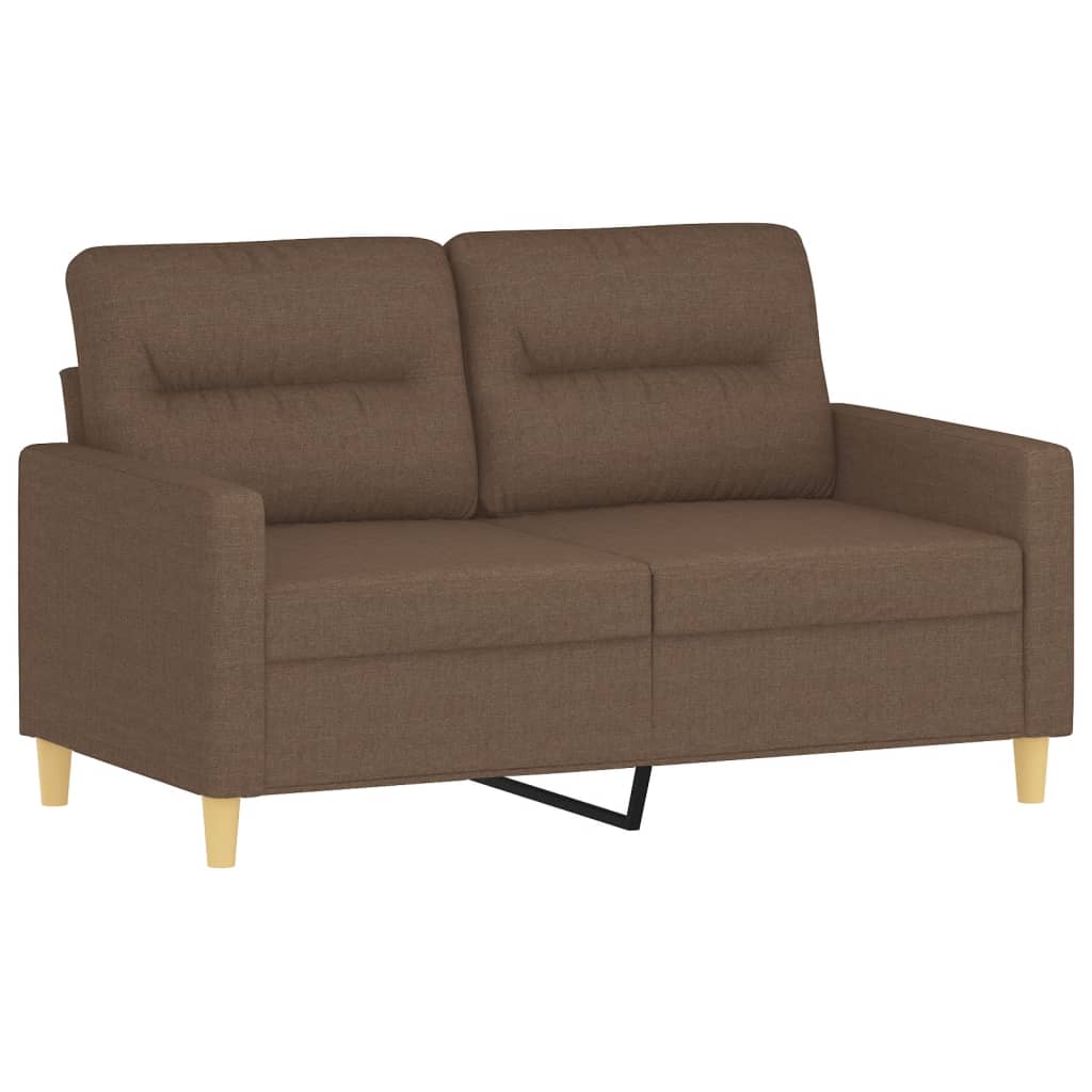 Canapé 2 places avec oreillers décoratifs marron 120 cm tissu