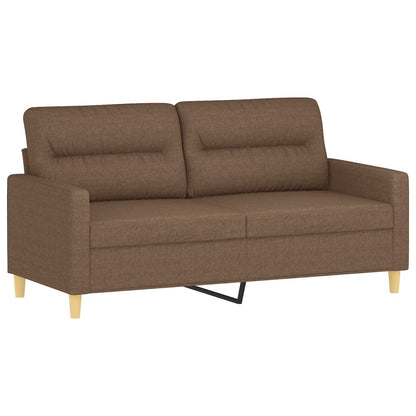 Canapé 2 places avec oreillers décoratifs marron 140 cm tissu