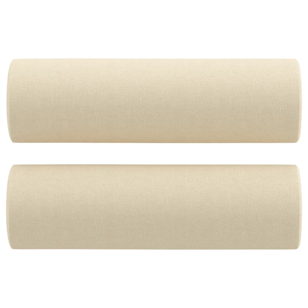 Canapé 3 places avec oreillers décoratifs crème 180 cm tissu