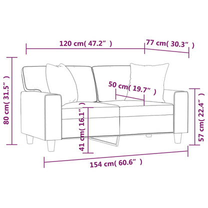 Canapé 2 places avec oreillers cappuccino 120 cm similicuir