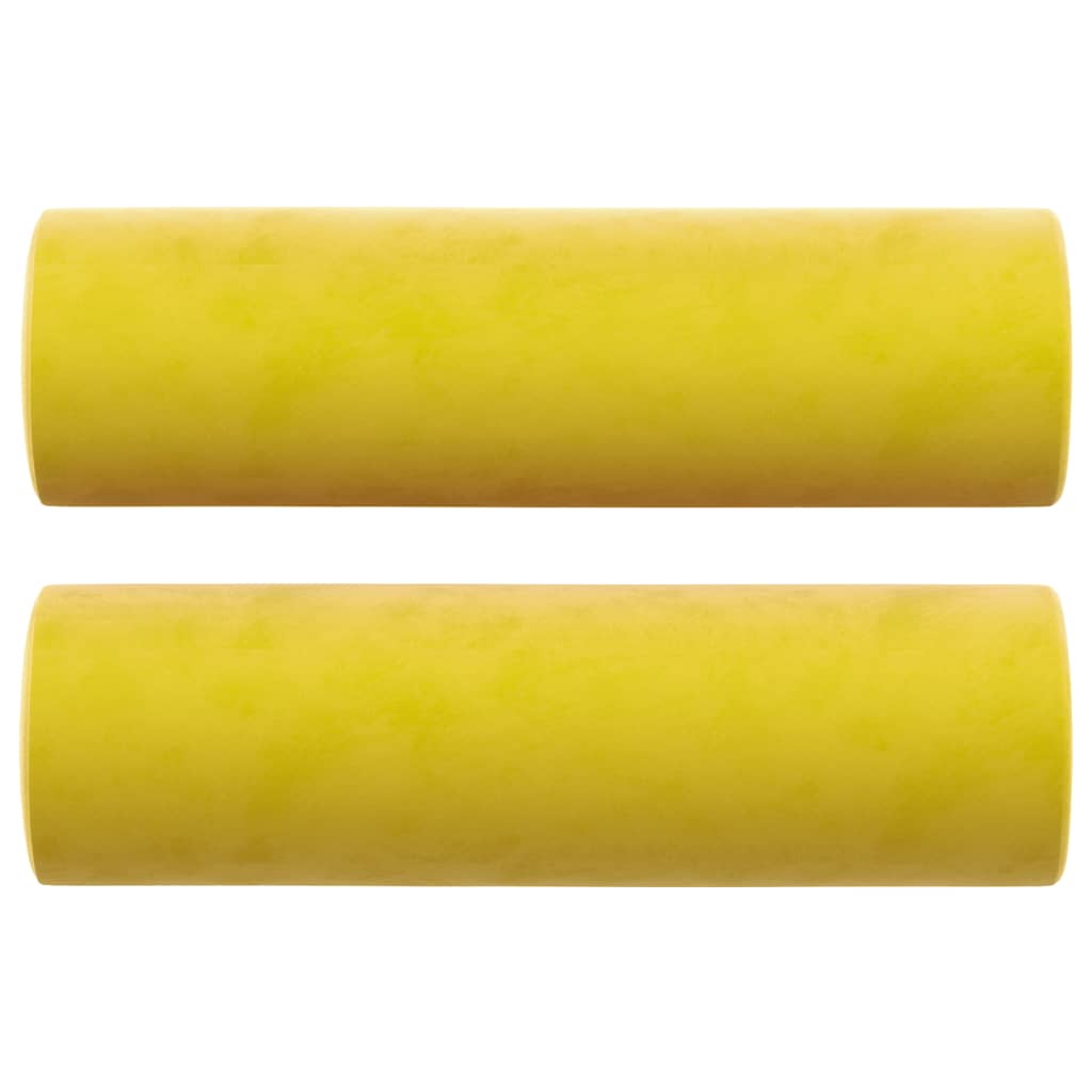 Canapé 2 places avec oreillers décoratifs jaune 120 cm velours