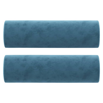 Canapé 2 places avec oreillers décoratifs bleu 120 cm velours