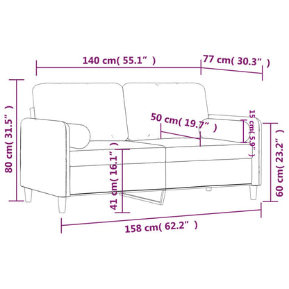 Canapé 2 places avec oreillers gris clair 140 cm velours