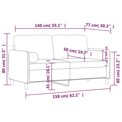 Canapé 2 places avec oreillers gris foncé 140 cm velours