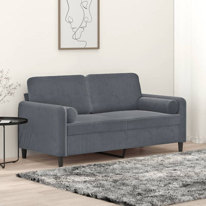 Canapé 2 places avec oreillers gris foncé 140 cm velours