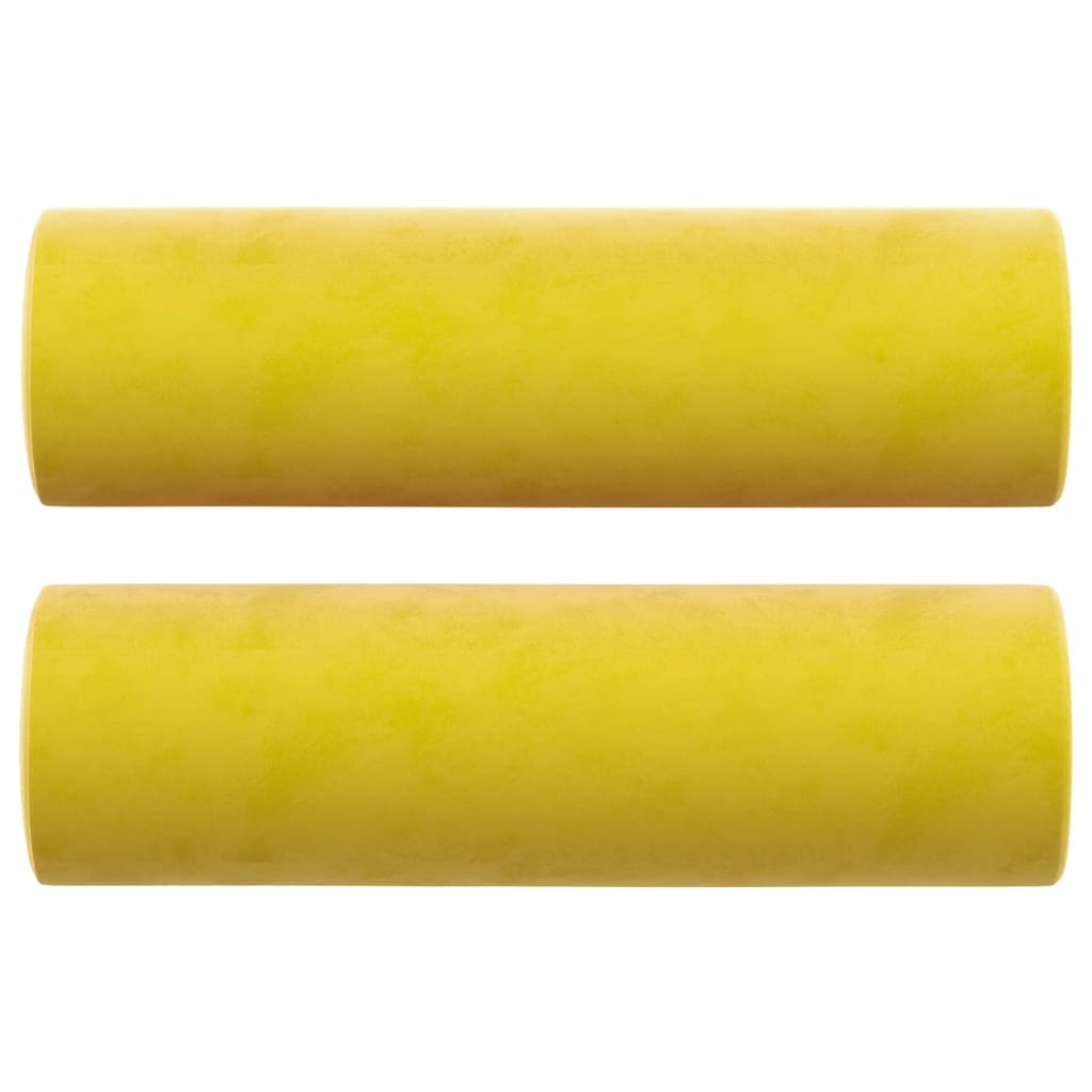 Canapé 2 places avec oreillers décoratifs jaune 140 cm velours