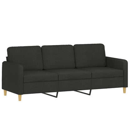 Canapé 3 places avec oreillers décoratifs noir 180 cm tissu