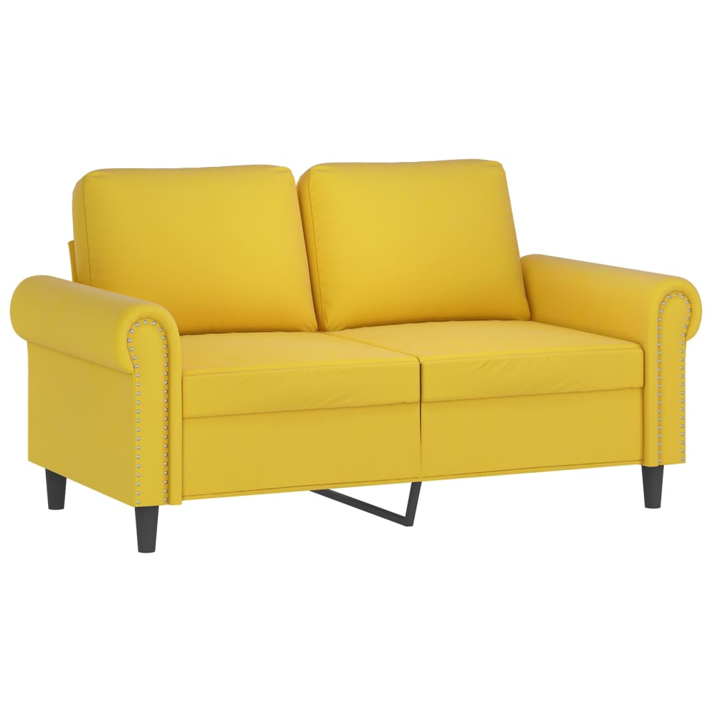 Canapé 2 places avec oreillers décoratifs jaune 120 cm velours