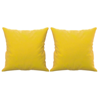 Canapé 2 places avec oreillers décoratifs jaune 120 cm velours