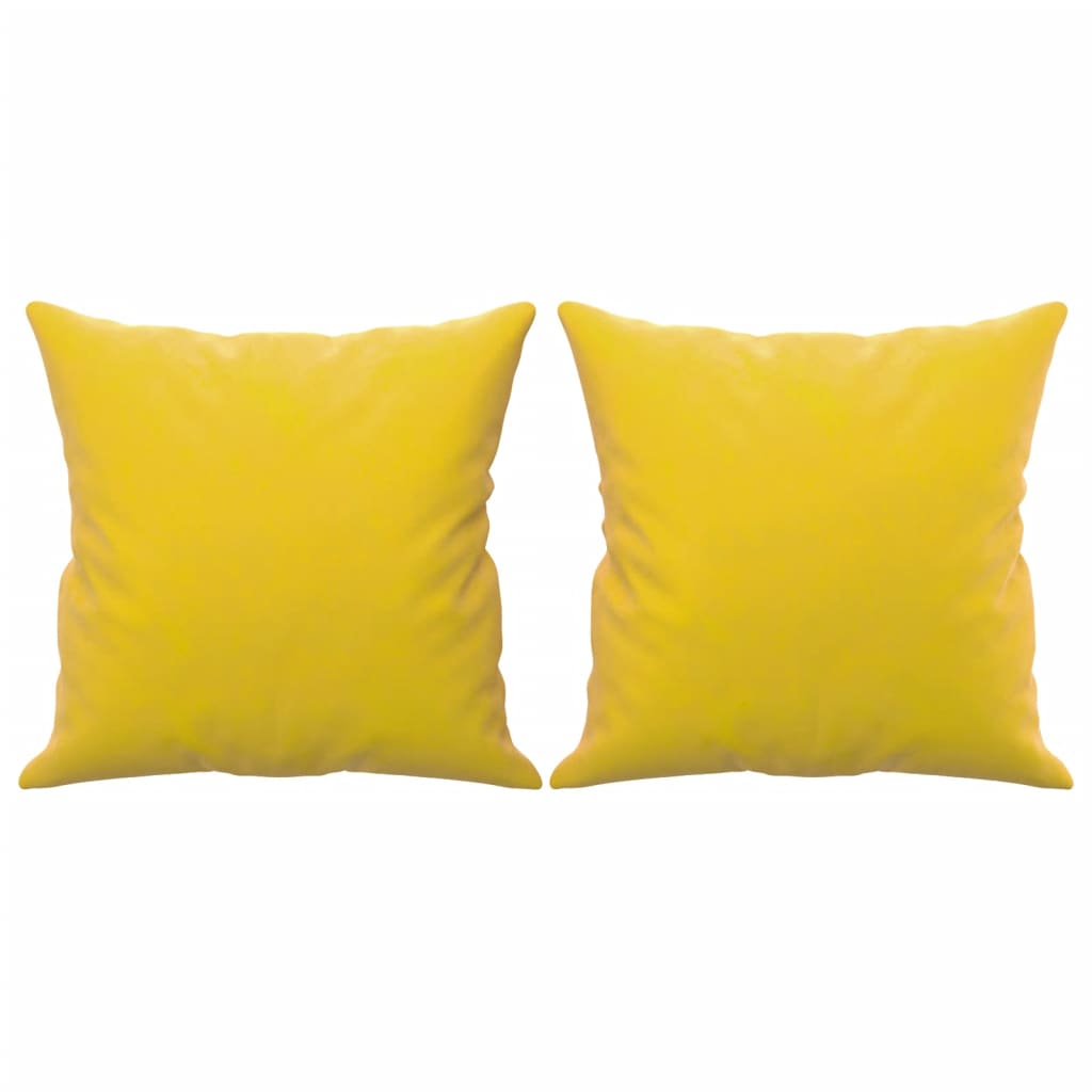 Canapé 2 places avec oreillers décoratifs jaune 140 cm velours