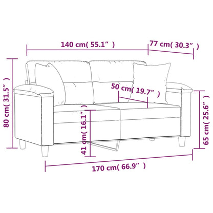 Canapé 2 places avec oreillers décoratifs noir 140cm similicuir