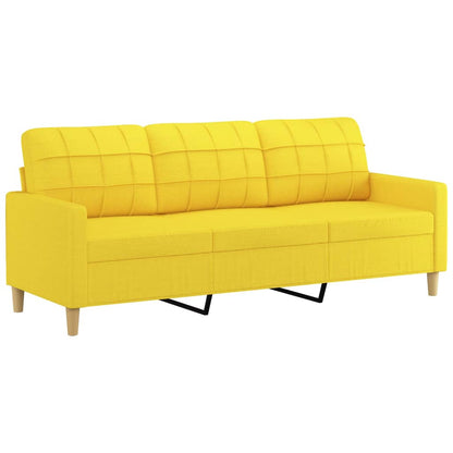 Canapé à 3 places avec repose-pieds Jaune clair 180 cm Tissu