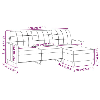 Canapé à 3 places avec repose-pieds Jaune clair 180 cm Tissu