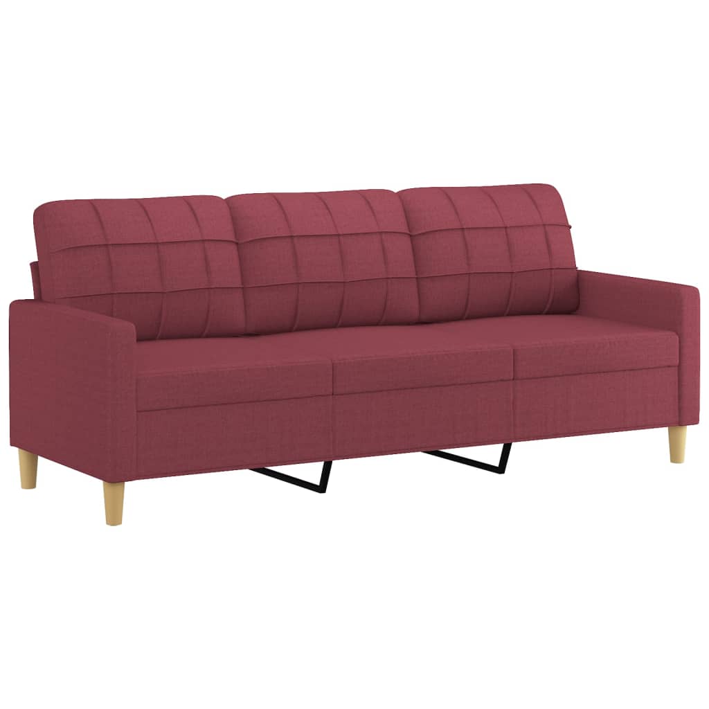 Ensemble de canapés 3 pcs avec coussins Rouge bordeaux Tissu