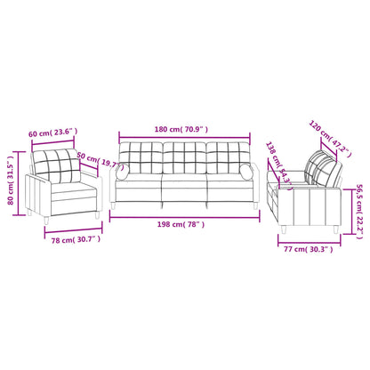 Ensemble de canapés 3 pcs coussins gris clair tissu