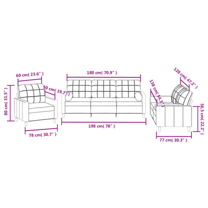 Ensemble de canapés 3 pcs avec coussins taupe tissu