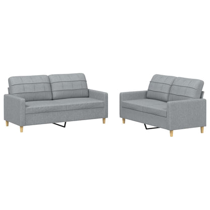 Ensemble de canapés 2 pcs avec coussins Gris clair Tissu