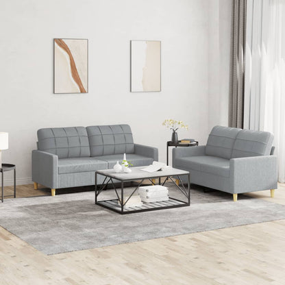 Ensemble de canapés 2 pcs avec coussins Gris clair Tissu