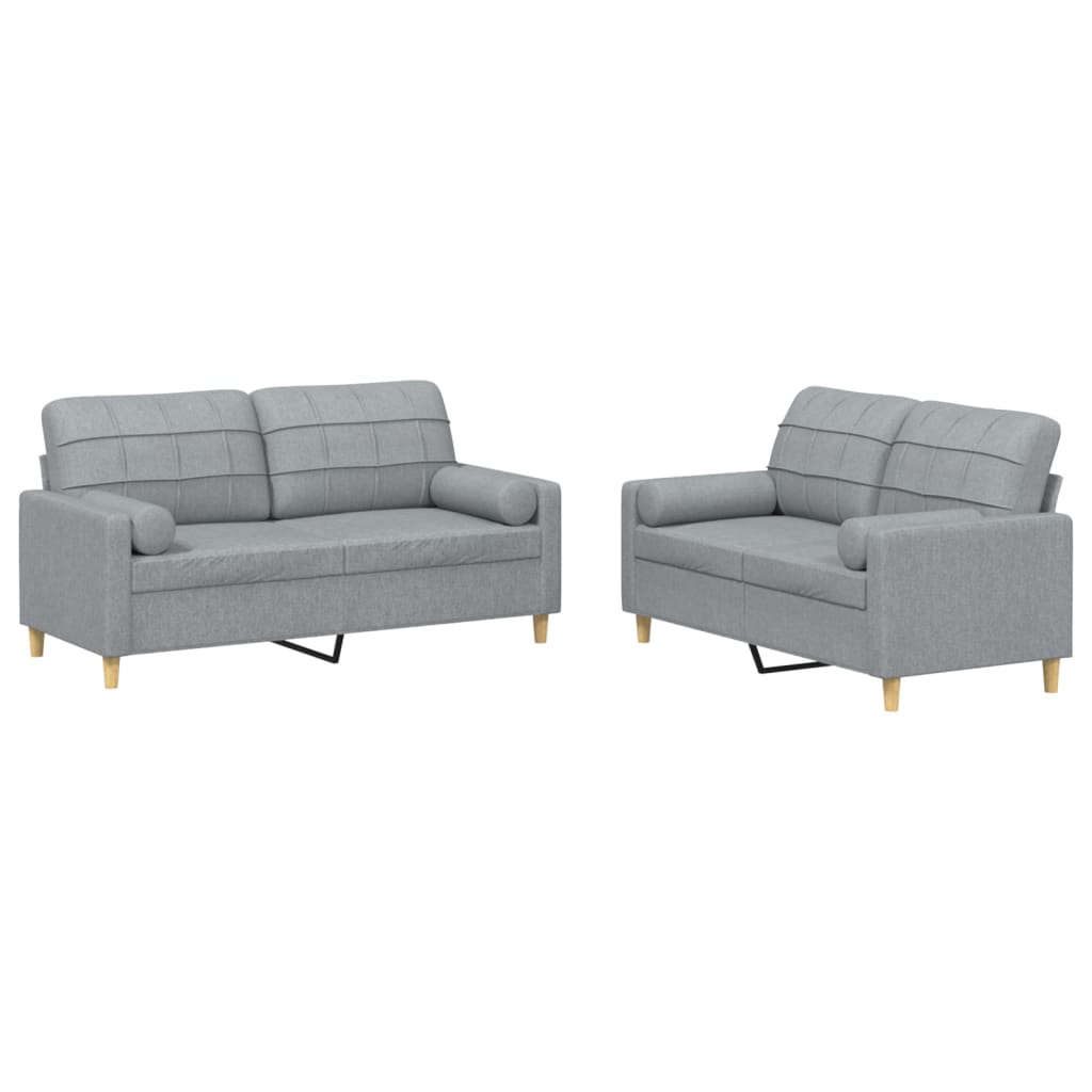 Ensemble de canapés 2 pcs coussins gris clair tissu