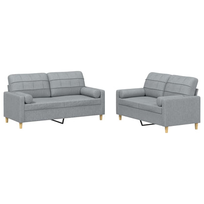 Ensemble de canapés 2 pcs coussins gris clair tissu