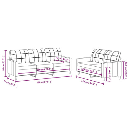 Ensemble de canapés 2 pcs avec coussins Crème Tissu