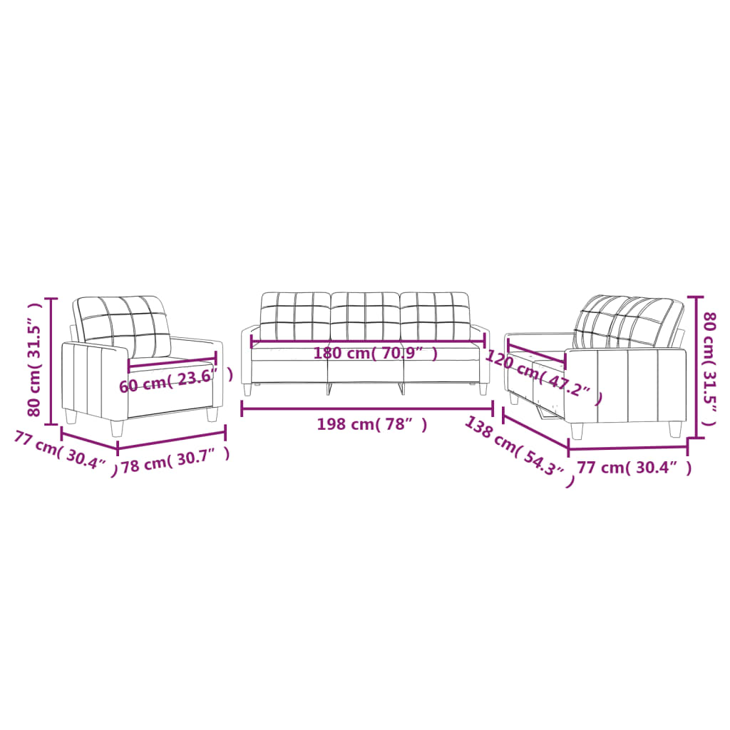 Ensemble de canapés 3 pcs avec coussins Crème Similicuir