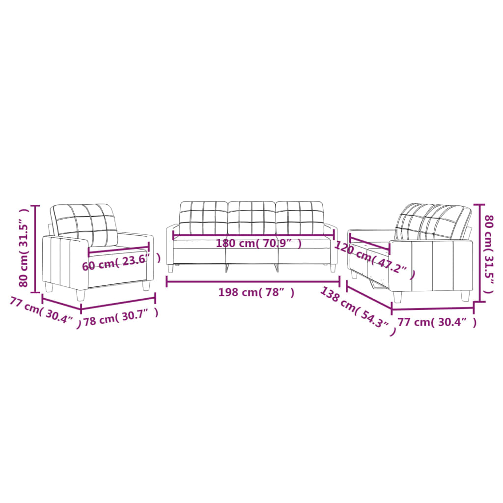 Ensemble de canapés 3 pcs avec coussins Gris Similicuir