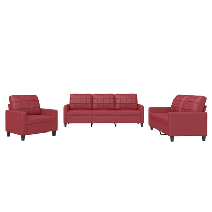 Ensemble de canapés 3 pcs et coussins Rouge bordeaux Similicuir