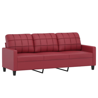 Ensemble de canapés 3 pcs et coussins Rouge bordeaux Similicuir