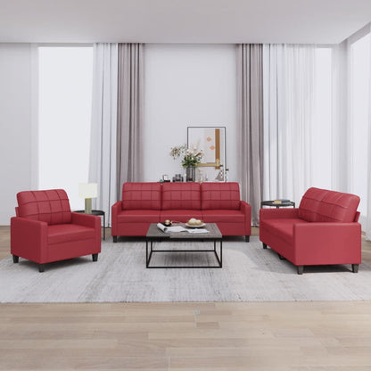 Ensemble de canapés 3 pcs et coussins Rouge bordeaux Similicuir