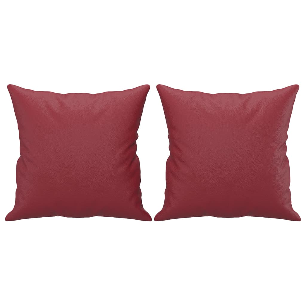 Ensemble de canapés 3 pcs et coussins rouge bordeaux similicuir