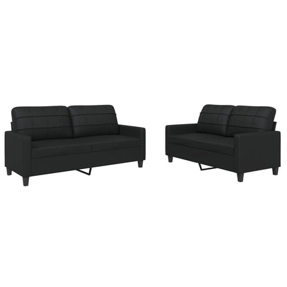 Ensemble de canapés 2 pcs avec coussins Noir Similicuir