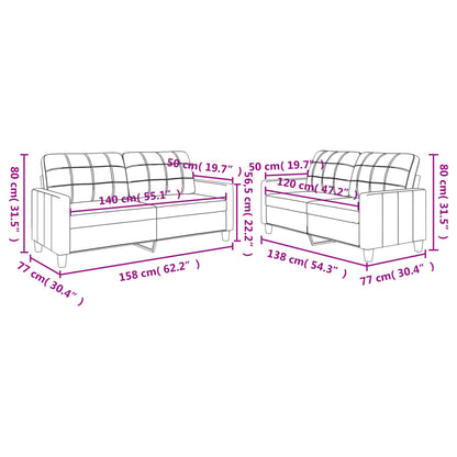 Ensemble de canapés 2 pcs avec coussins Crème Similicuir