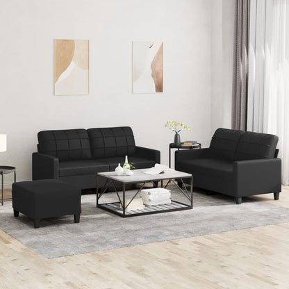 Ensemble de canapés 3 pcs avec coussins Noir Similicuir