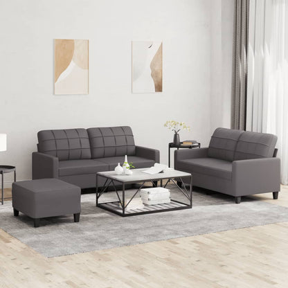 Ensemble de canapés 3 pcs avec coussins Gris Similicuir