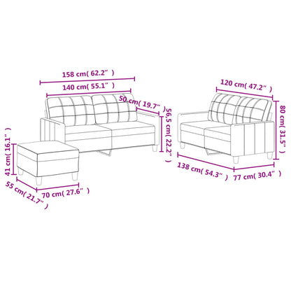 Ensemble de canapés 3 pcs avec coussins Cappuccino Similicuir