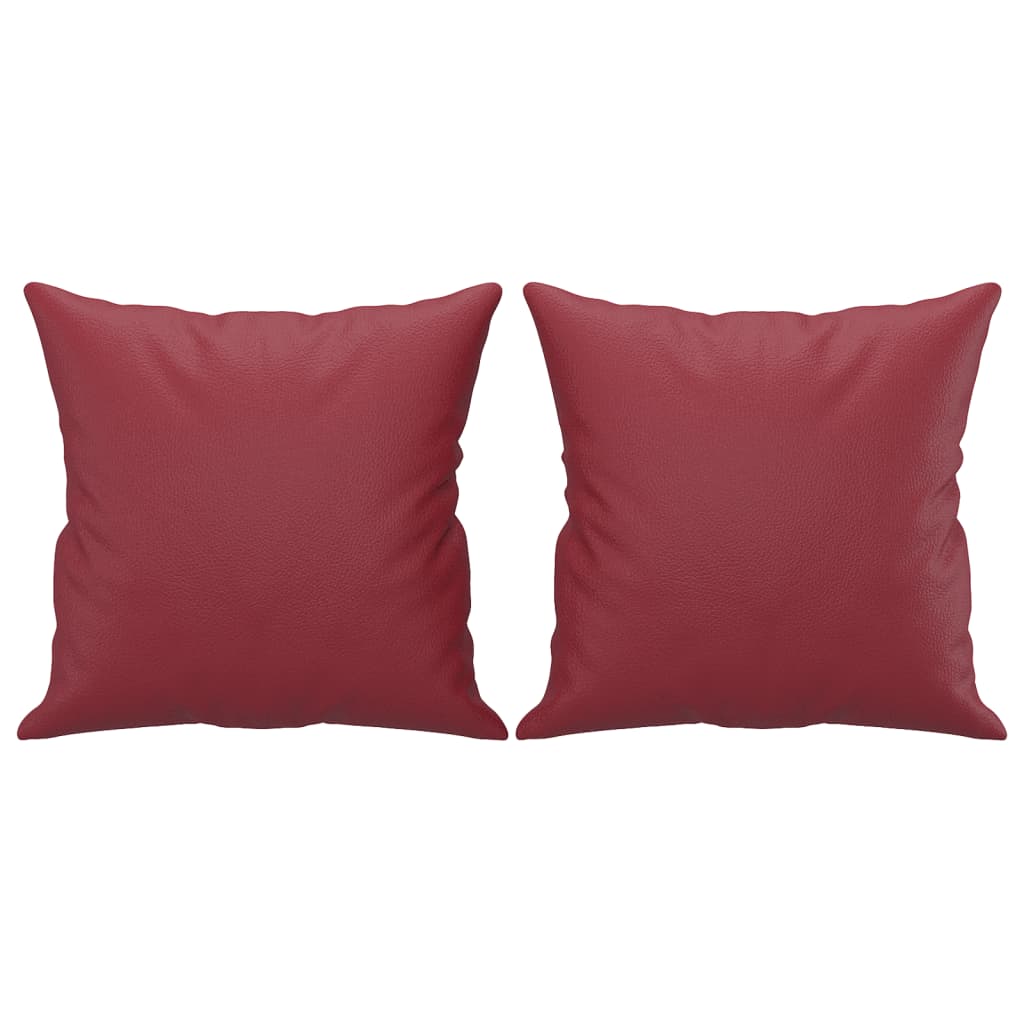 Ensemble de canapés 2 pcs et coussins rouge bordeaux similicuir