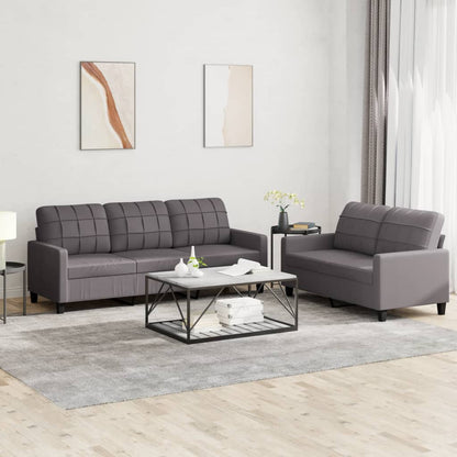 Ensemble de canapés 2 pcs avec coussins Gris Similicuir