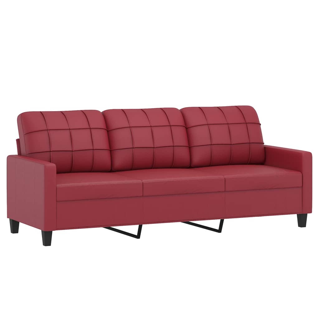 Ensemble de canapés 2 pcs et coussins rouge bordeaux similicuir