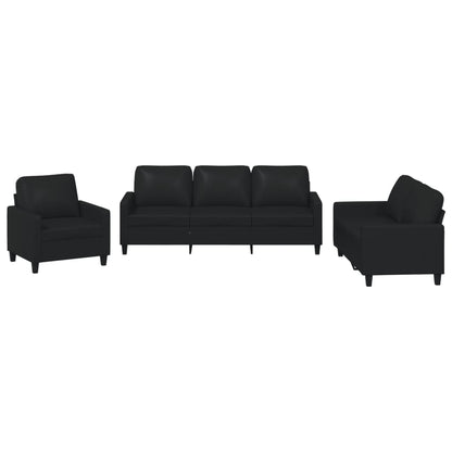 Ensemble de canapés 3 pcs avec coussins Noir Similicuir