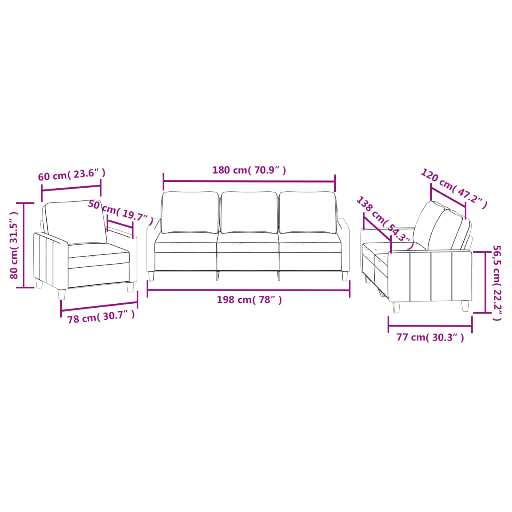 Ensemble de canapés 3 pcs avec coussins Noir Similicuir